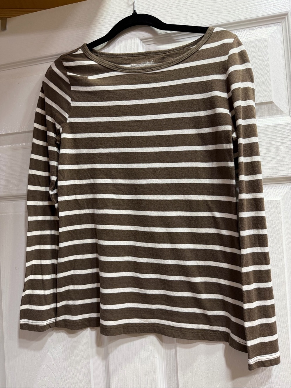 Universal Thread Brown & White Striped Long-Sleeve Tee